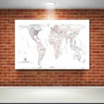 World Map Gall-Peters Projection White Blank 36'x24' Wall Decor Satin Poster 