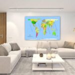 World Map Gall-Peters Projection, Wall Art 36'x24' Wall Decor Satin Poster