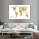 World Map Gall-Peters Projection Warm Colors 36'x24' Wall Decor Satin Poster