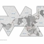 World Map Dymaxion Projection Monochrome 36'x24' Wall Decor Satin Poster