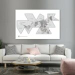 World Map Dymaxion Projection Monochrome 36'x24' Wall Decor Satin Poster