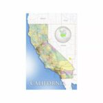 California State USA Map Wall Art 24'x36' Wall Decor (light colors) Satin Poster 