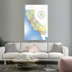 California State Map colored counties Wall Art 24'x36' Wall Decor Satin Poster 