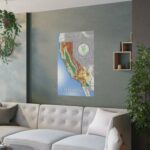 California State Map USA colored relief Wall Art 24'x36' Wall Decor Satin 