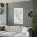 California State, USA, Map Wall Art 24'x36' Wall Decor (light) Satin Poster 