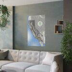 California State, USA, Map Wall Art 24'x36' Wall Decor (grey) Satin Poster