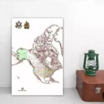 Modern USA and Canada Map Mercator Projection Wall Art 24"x36" Wall 