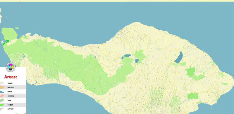 Bali Island Indonesia High Detailed Vector Map Editable Layered Adobe Illustrator + raster relief