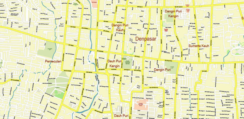 Bali Island Indonesia High Detailed Vector Map Editable Layered Adobe Illustrator + raster relief