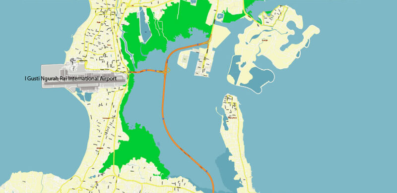 Bali Island Indonesia High Detailed Vector Map Editable Layered Adobe Illustrator + raster relief