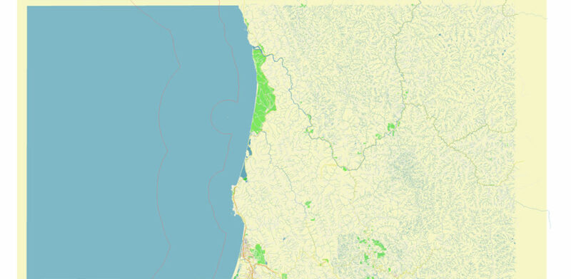 Humboldt County California USA High Detailed Vector Map Editable Layered Adobe Illustrator