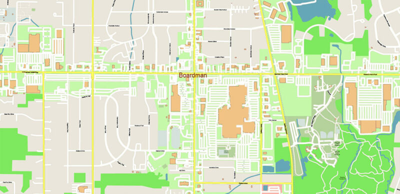 Mahoning + Portage + Trumbull counties Ohio USA High Detailed Vector Map Editable Layered Adobe Illustrator Scale 1:3532