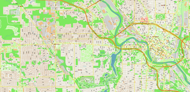 Mahoning + Portage + Trumbull counties Ohio USA High Detailed Vector Map Editable Layered Adobe Illustrator Scale 1:3532