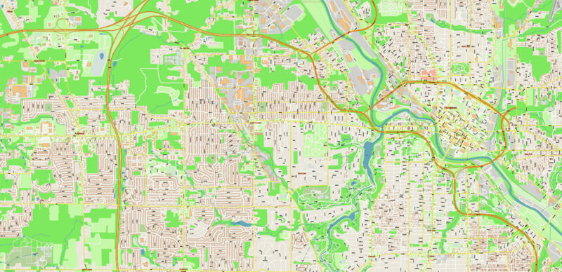 Mahoning + Portage + Trumbull counties Ohio USA High Detailed Vector Map Editable Layered Adobe Illustrator Scale 1:3532