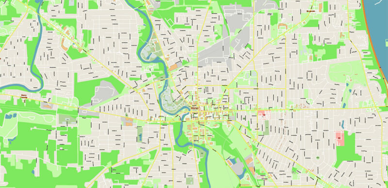 Mahoning + Portage + Trumbull counties Ohio USA High Detailed Vector Map Editable Layered Adobe Illustrator Scale 1:3532