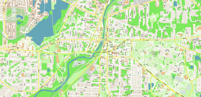 Mahoning + Portage + Trumbull counties Ohio USA High Detailed Vector Map Editable Layered Adobe Illustrator Scale 1:3532