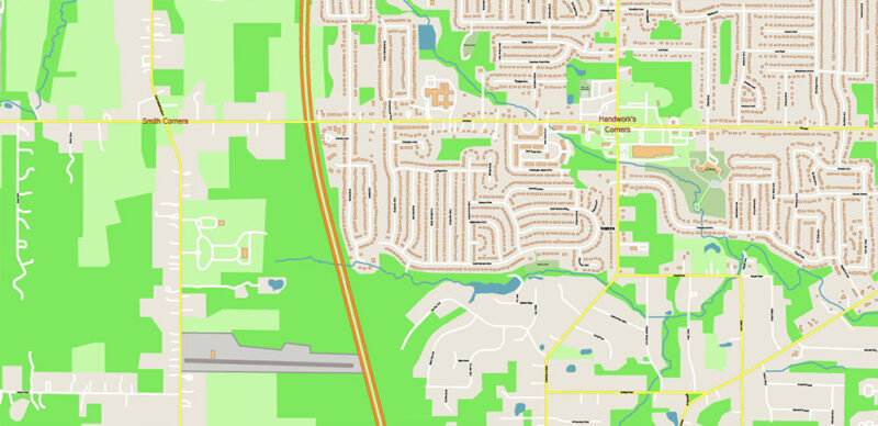 Mahoning + Portage + Trumbull counties Ohio USA High Detailed Vector Map Editable Layered Adobe Illustrator Scale 1:3532