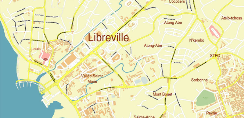 Libreville Gabon High Detailed Vector Map Editable Layered Adobe Illustrator