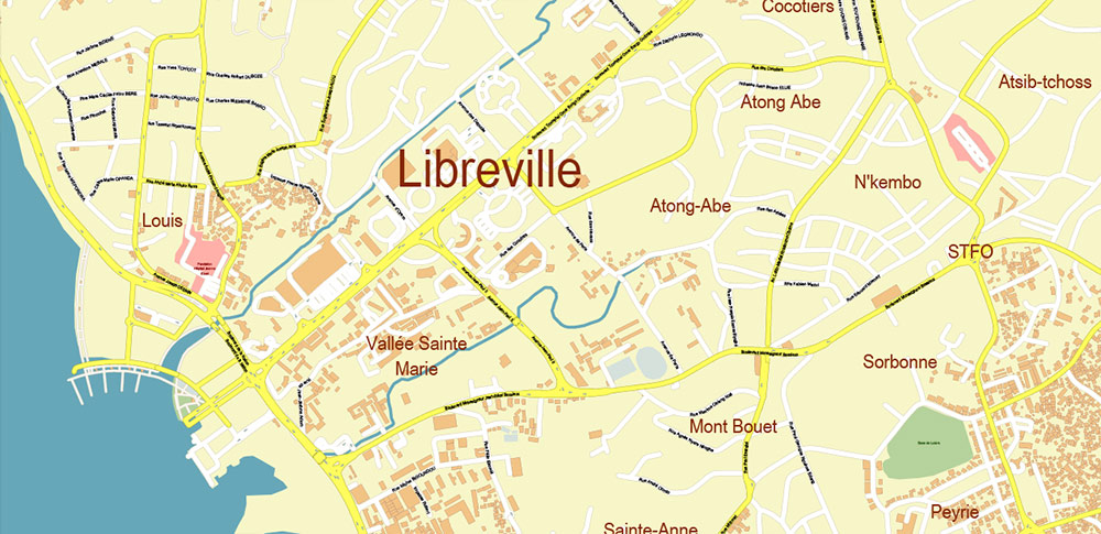 Libreville Gabon High Detailed PDF Vector Map Editable Layered Adobe PDF