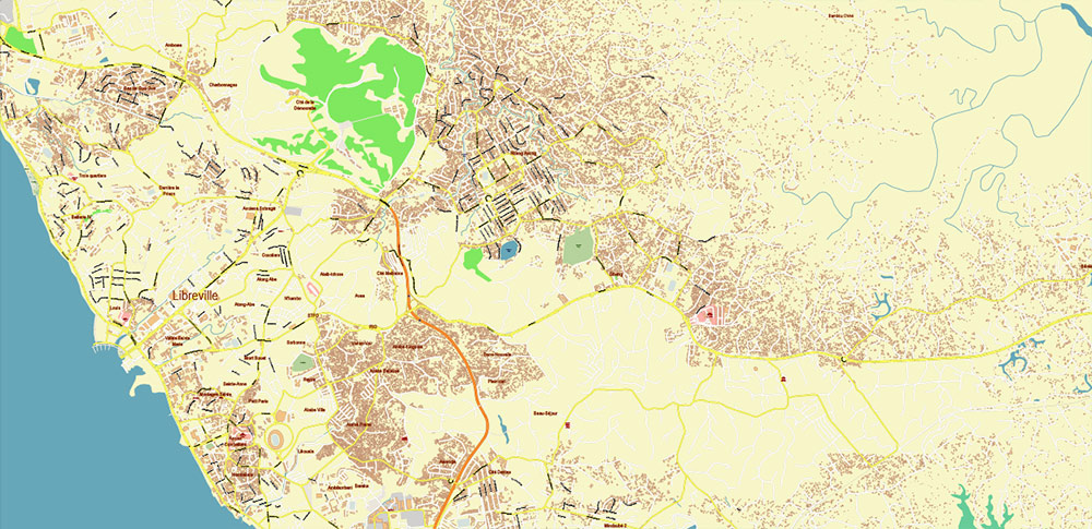 Libreville Gabon High Detailed PDF Vector Map Editable Layered Adobe PDF