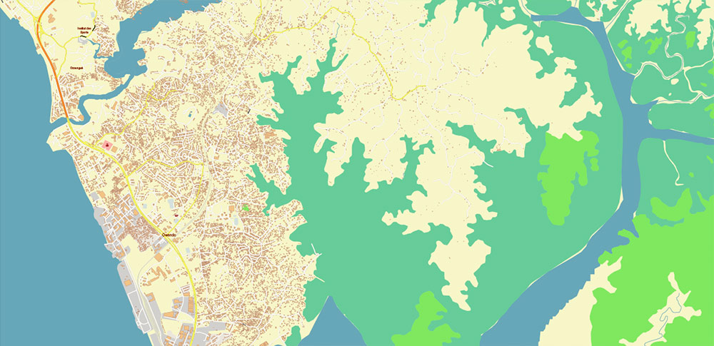 Libreville Gabon High Detailed PDF Vector Map Editable Layered Adobe PDF