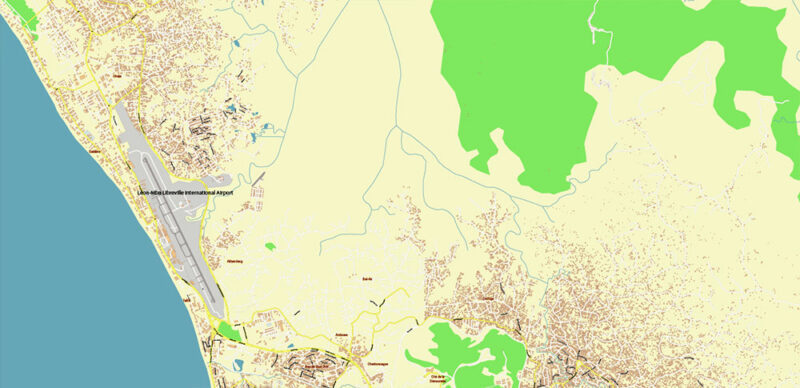 Libreville Gabon High Detailed Vector Map Editable Layered Adobe Illustrator