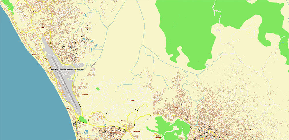 Libreville Gabon High Detailed PDF Vector Map Editable Layered Adobe PDF