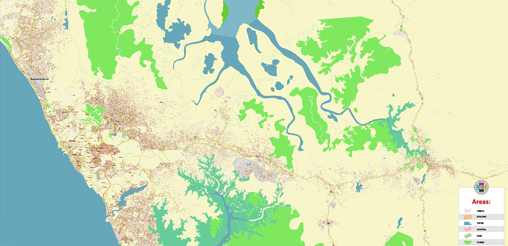 Libreville Gabon High Detailed PDF Vector Map Editable Layered Adobe PDF