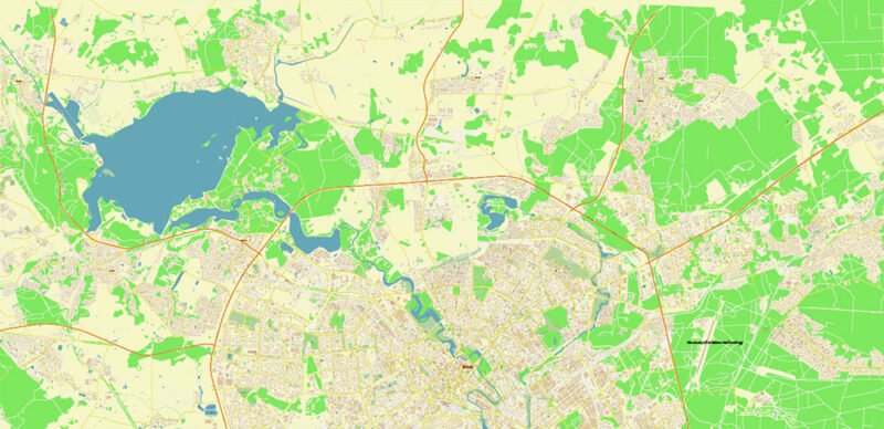 Minsk Belarus Vector Map High Detailed (English) editable layered Adobe Illustrator