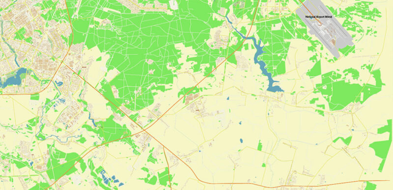 Minsk Belarus Vector Map High Detailed (English) editable layered Adobe Illustrator