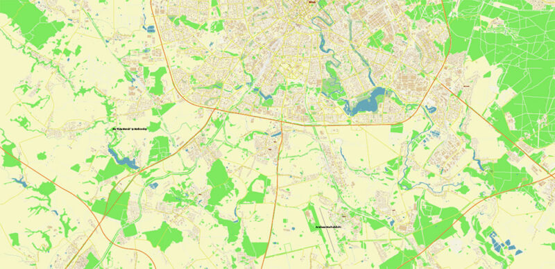 Minsk Belarus Vector Map High Detailed (English) editable layered Adobe Illustrator