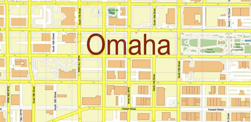 Omaha+ surrounding areas, Nebraska US High Detailed Vector Map Editable Layered Adobe Illustrator