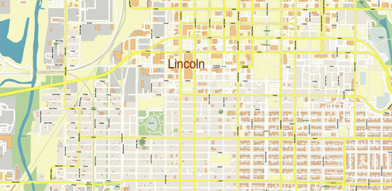 Omaha+ surrounding areas, Nebraska US High Detailed Vector Map Editable Layered Adobe Illustrator