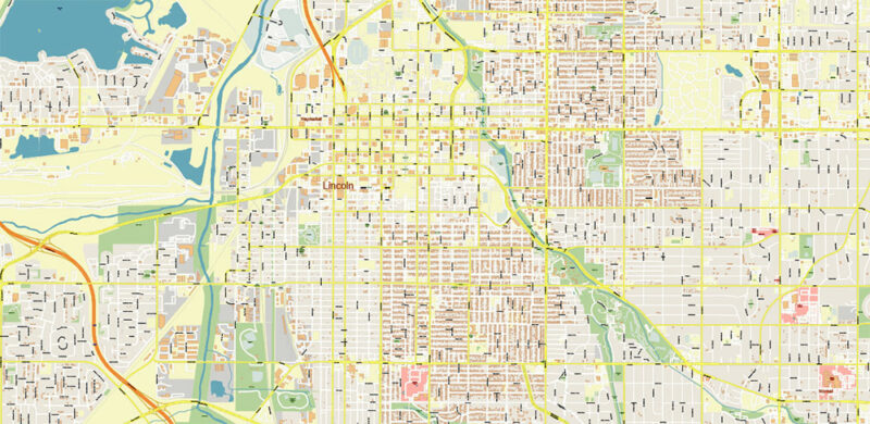 Omaha+ surrounding areas, Nebraska US High Detailed Vector Map Editable Layered Adobe Illustrator