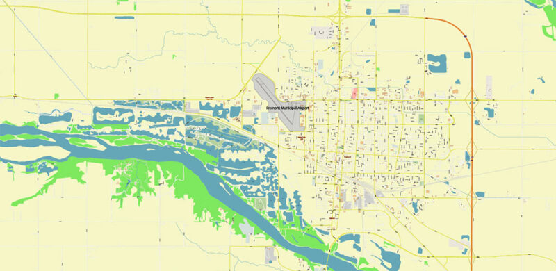 Omaha+ surrounding areas, Nebraska US High Detailed Vector Map Editable Layered Adobe Illustrator