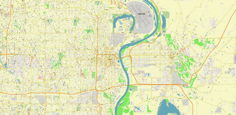 Omaha+ surrounding areas, Nebraska US High Detailed Vector Map Editable Layered Adobe Illustrator