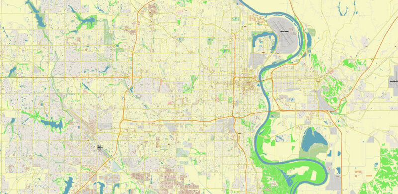 Omaha+ surrounding areas, Nebraska US High Detailed Vector Map Editable Layered Adobe Illustrator