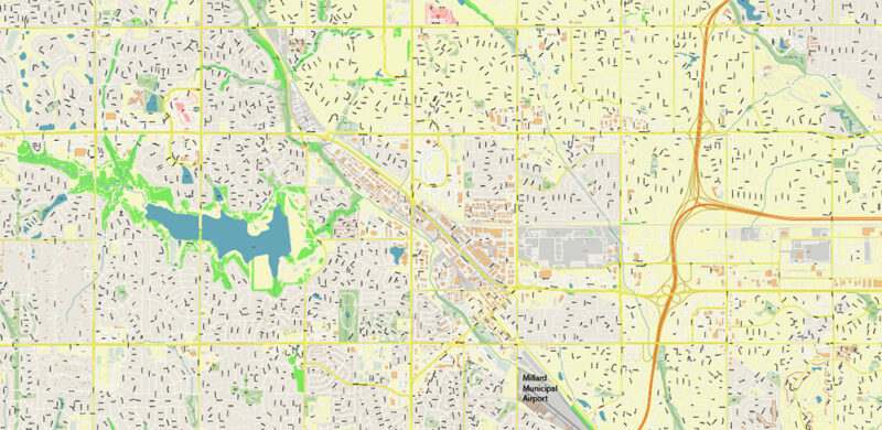 Omaha+ surrounding areas, Nebraska US High Detailed Vector Map Editable Layered Adobe Illustrator