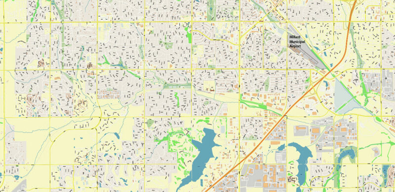 Omaha+ surrounding areas, Nebraska US High Detailed Vector Map Editable Layered Adobe Illustrator