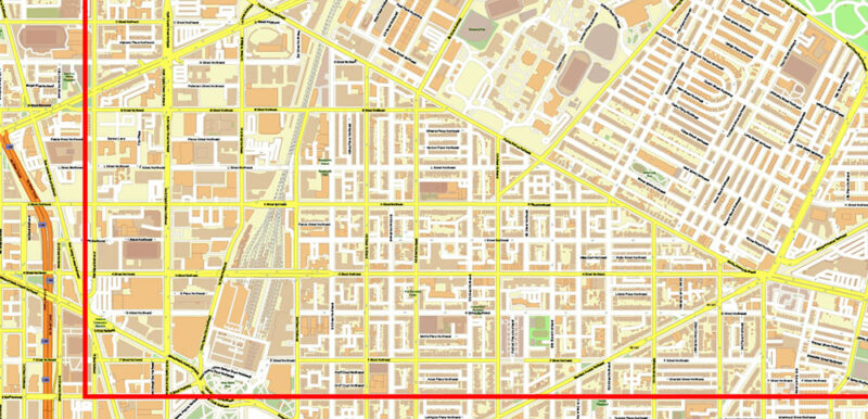 Washington North DC USA Vector Map High Detailed editable layered + Separated Fragment Adobe Illustrator