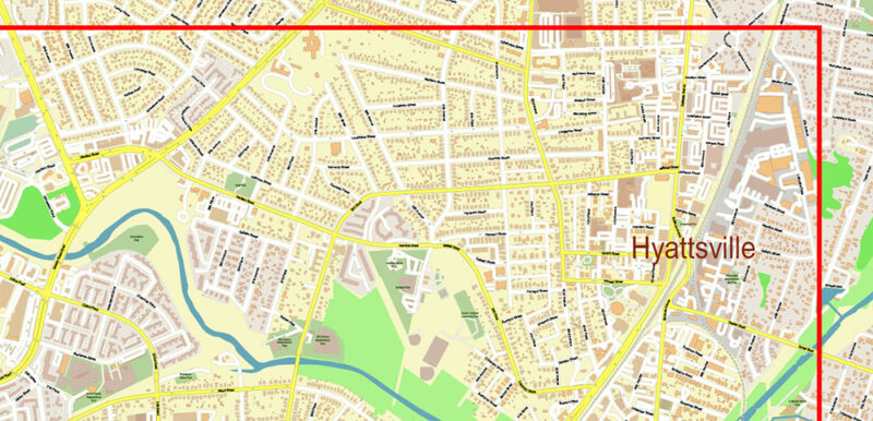 Washington North DC USA Vector Map High Detailed editable layered + Separated Fragment Adobe Illustrator