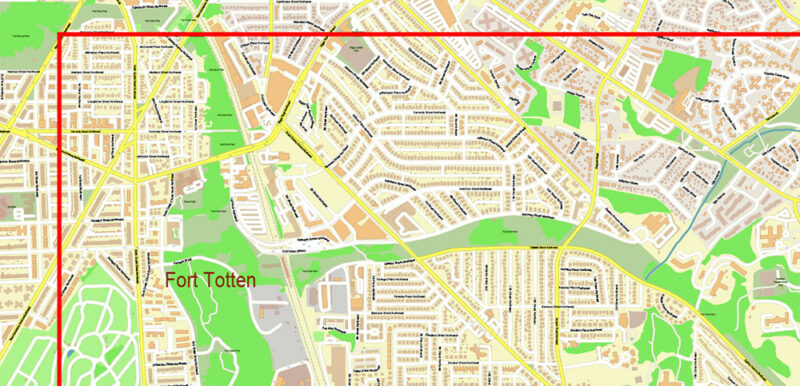 Washington North DC USA Vector Map High Detailed editable layered + Separated Fragment Adobe Illustrator