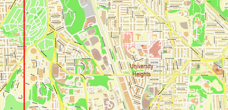 Washington North DC USA Vector Map High Detailed editable layered + Separated Fragment Adobe Illustrator
