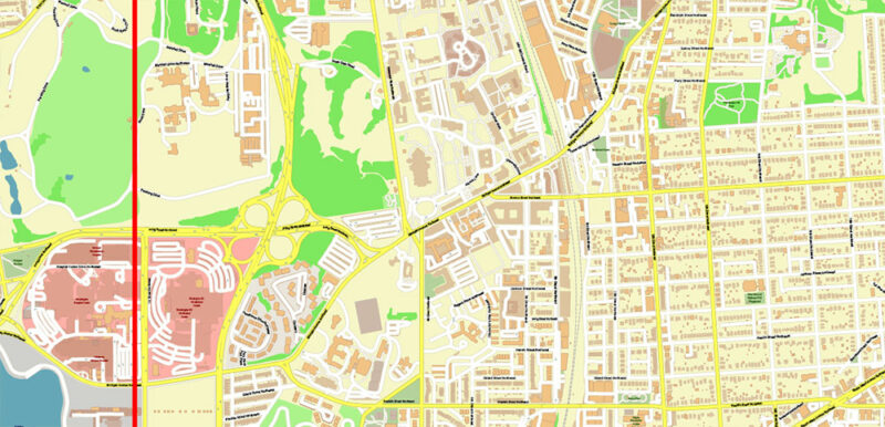 Washington North DC USA Vector Map High Detailed editable layered + Separated Fragment Adobe Illustrator