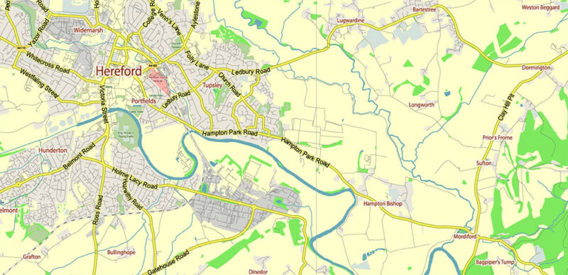 Gloucestershire + Cotswolds UK Vector Map Detailed Editable Layered Adobe Illustrator