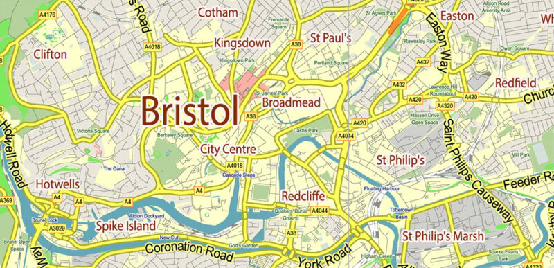 Gloucestershire + Cotswolds UK Vector Map Detailed Editable Layered Adobe Illustrator