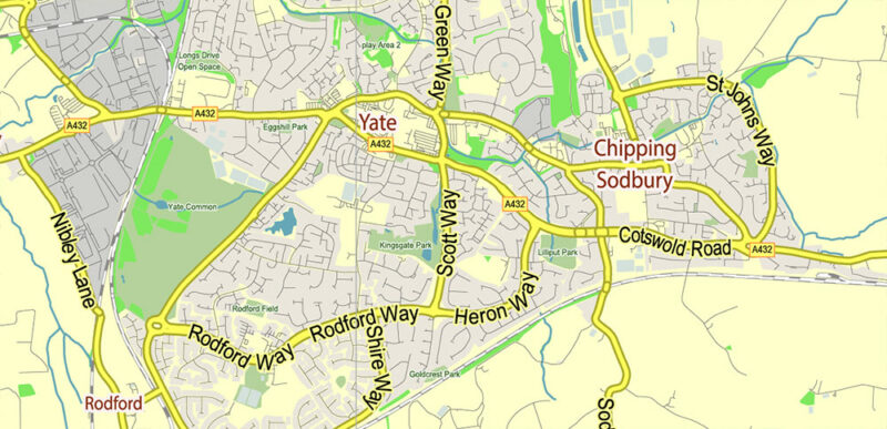 Gloucestershire + Cotswolds UK Vector Map Detailed Editable Layered Adobe Illustrator