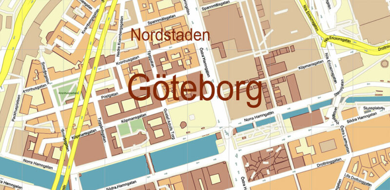 Gothenburg / Göteborg Sweden Vector Map High Detailed Editable Layered Adobe Illustrator