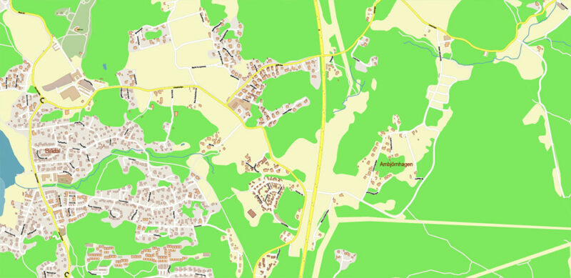 Gothenburg / Göteborg Sweden Vector Map High Detailed Editable Layered Adobe Illustrator