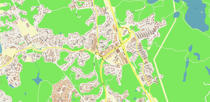 Gothenburg / Göteborg Sweden Vector Map High Detailed Editable Layered Adobe Illustrator